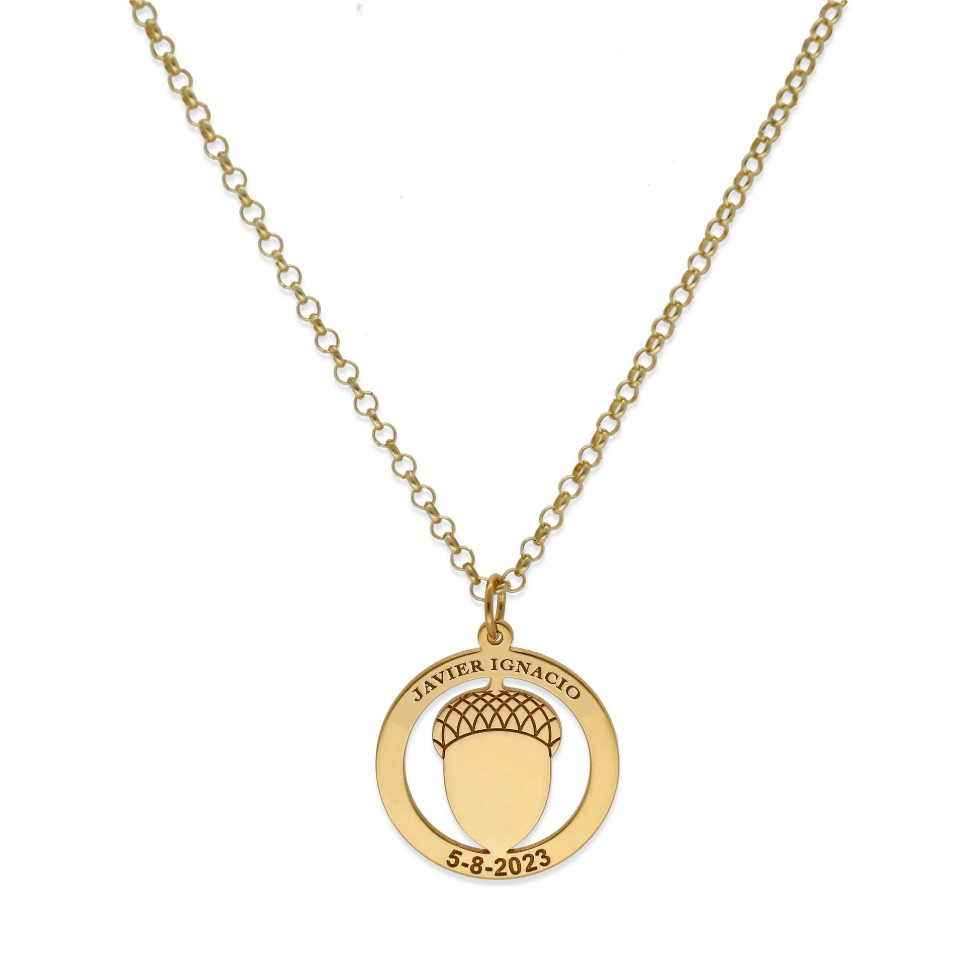 Colgante Bellota en Plata de Ley 925 y baño Oro rosa 18k