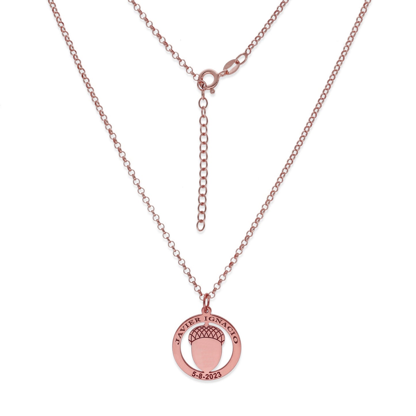 Colgante Bellota en Plata de Ley 925 y baño Oro rosa 18k