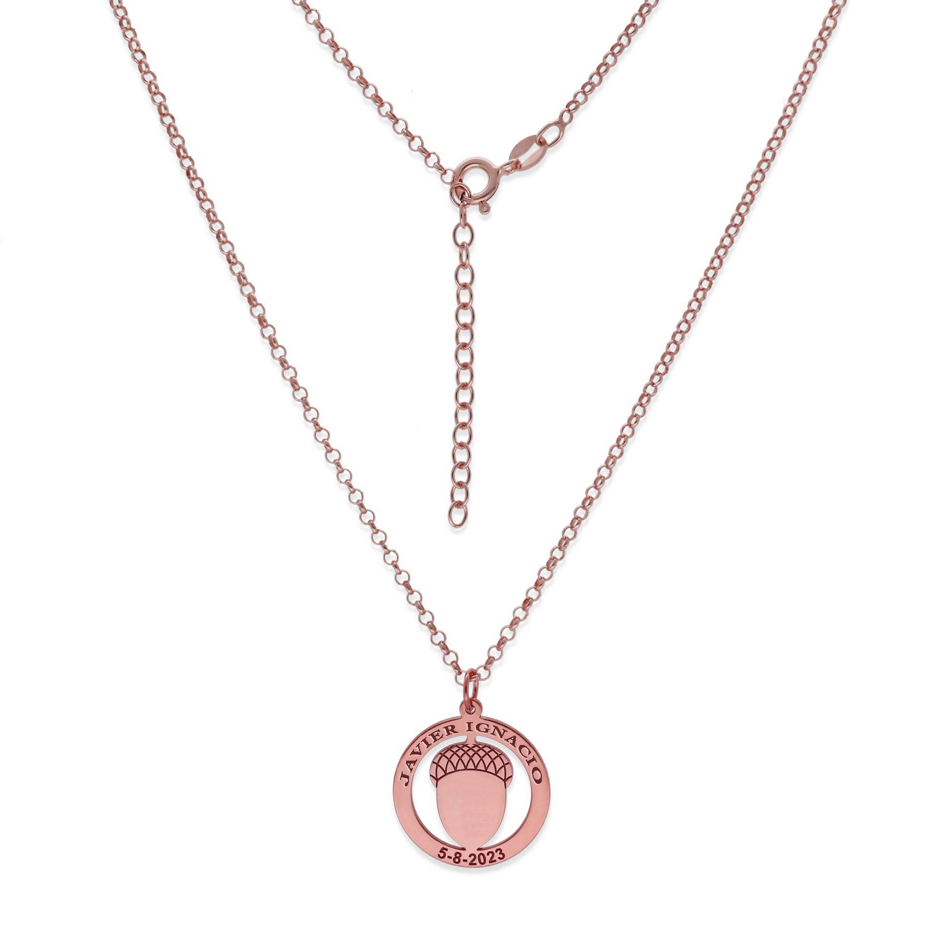 Colgante Bellota en Plata de Ley 925 y baño Oro rosa 18k