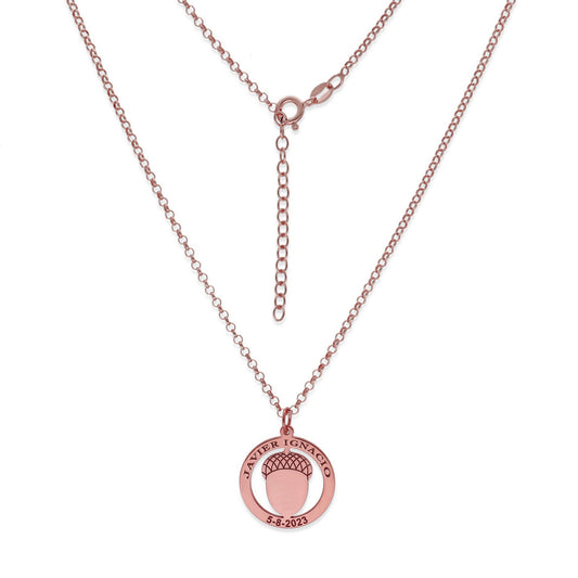 Colgante Bellota en Plata de Ley 925 y baño Oro rosa 18k