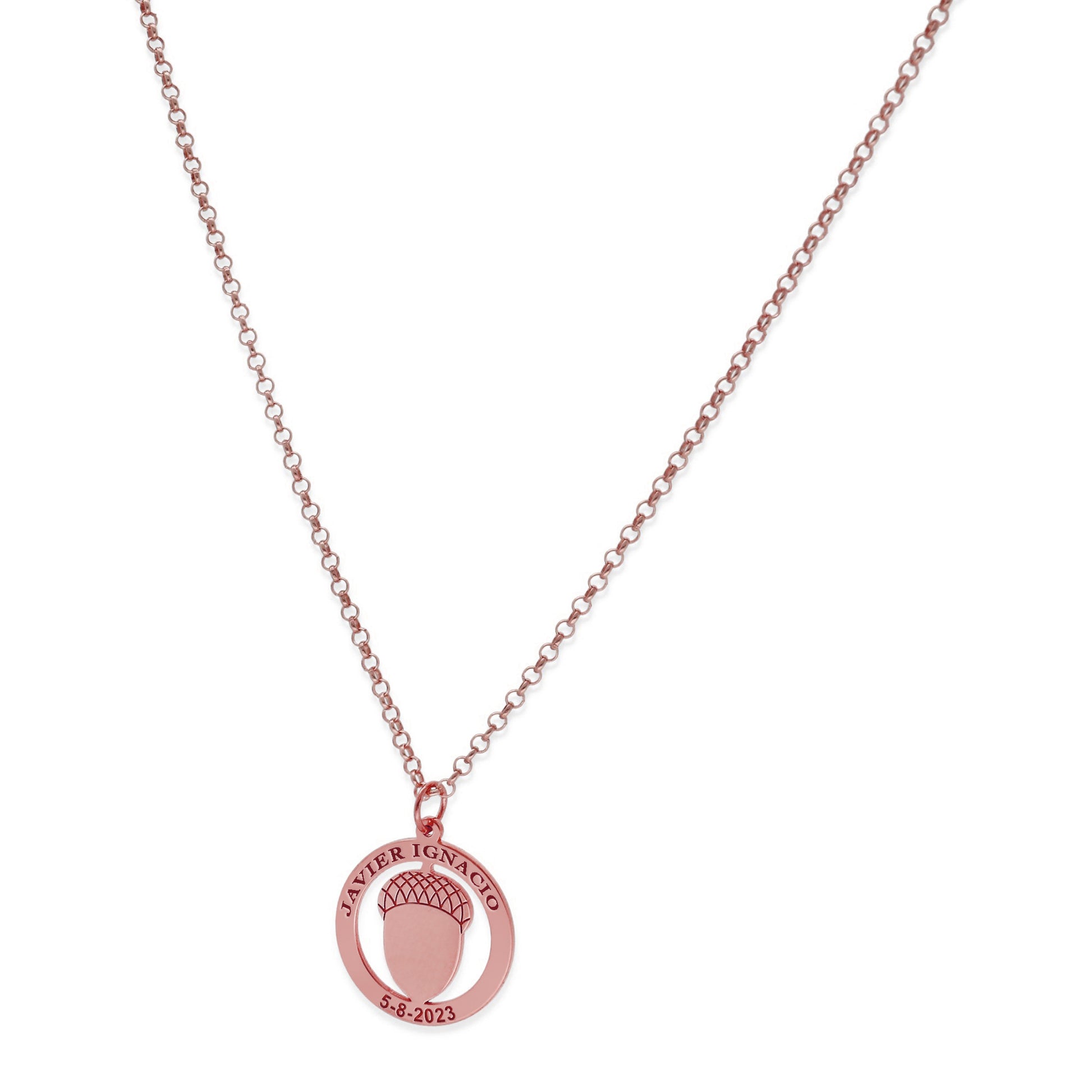 Colgante Bellota en Plata de Ley 925 y baño Oro rosa 18k