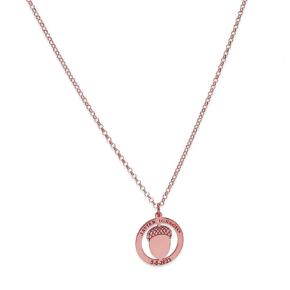 Colgante Bellota en Plata de Ley 925 y baño Oro rosa 18k