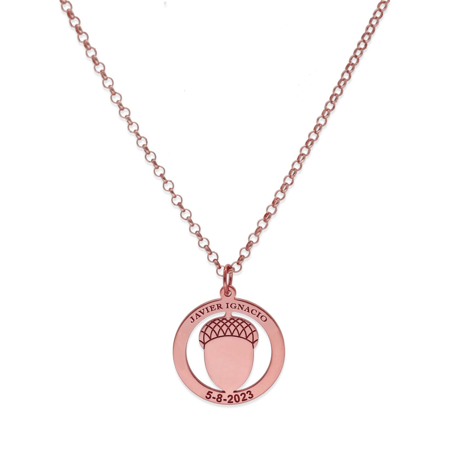 Colgante Bellota en Plata de Ley 925 y baño Oro rosa 18k