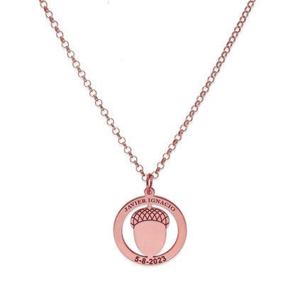 Colgante Bellota en Plata de Ley 925 y baño Oro rosa 18k