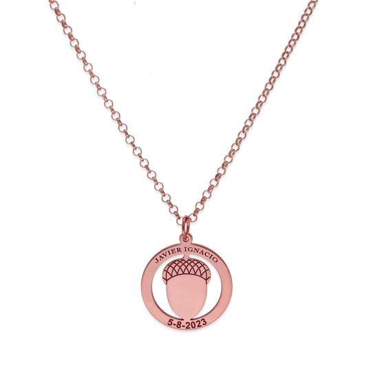 Colgante Bellota en Plata de Ley 925 y baño Oro rosa 18k