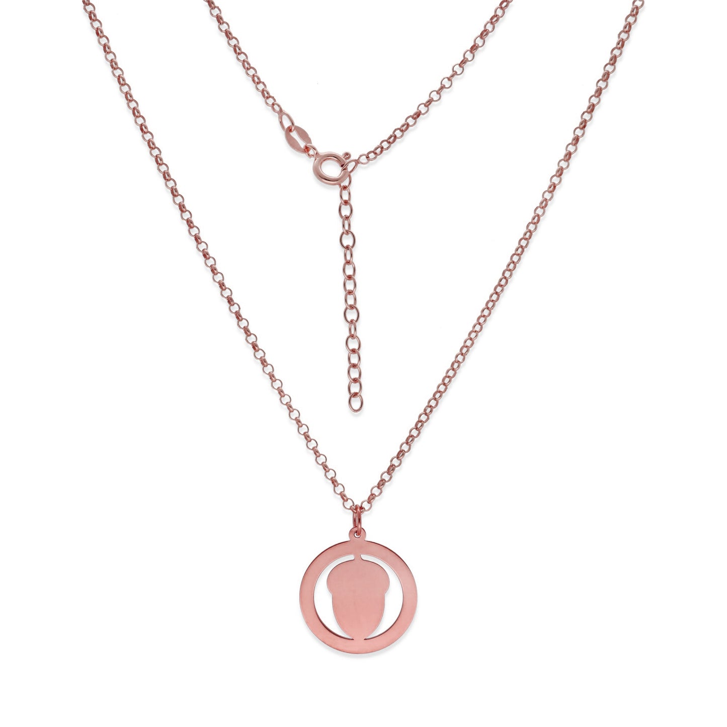 Colgante Bellota en Plata de Ley 925 y baño Oro rosa 18k