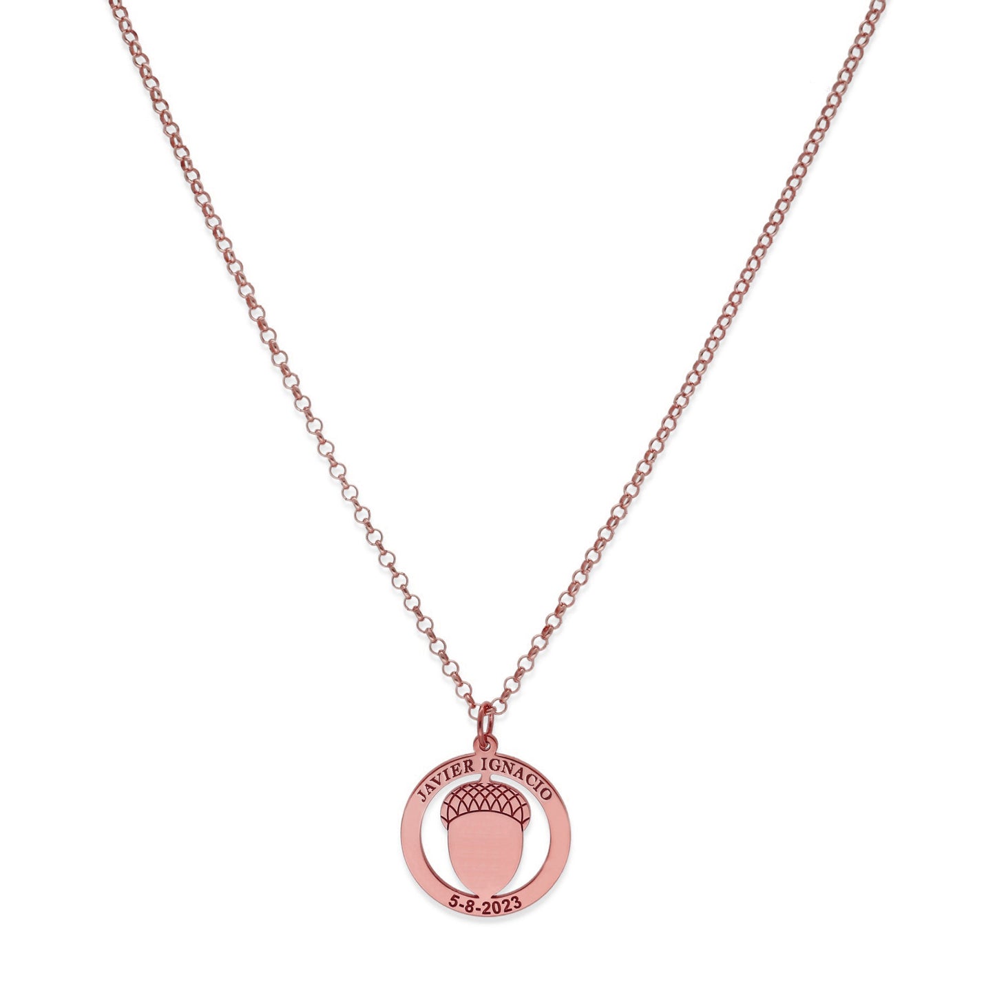 Colgante Bellota en Plata de Ley 925 y baño Oro rosa 18k