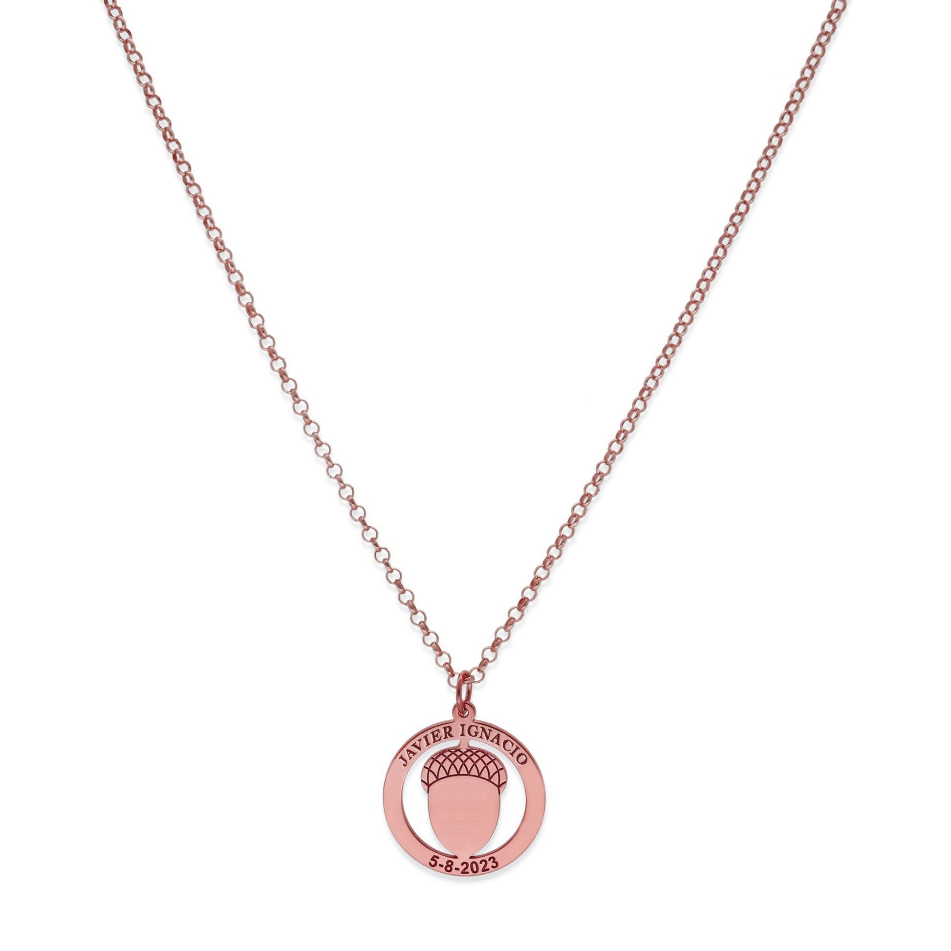 Colgante Bellota en Plata de Ley 925 y baño Oro rosa 18k