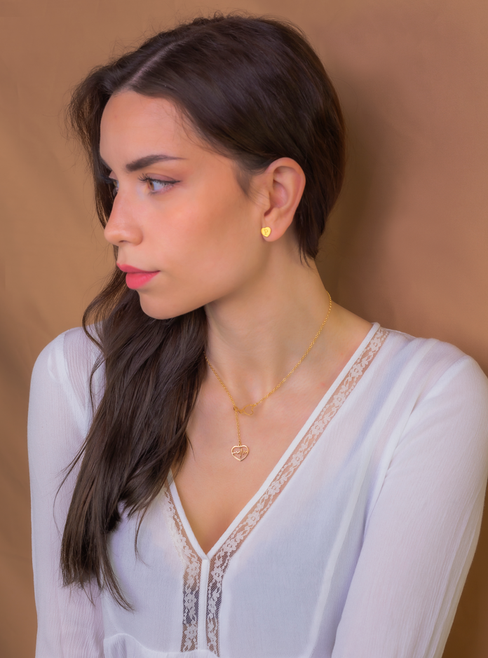 Colgante Fonendoscopio Corazones en Plata de Ley 925 y baño Oro rosa 18k