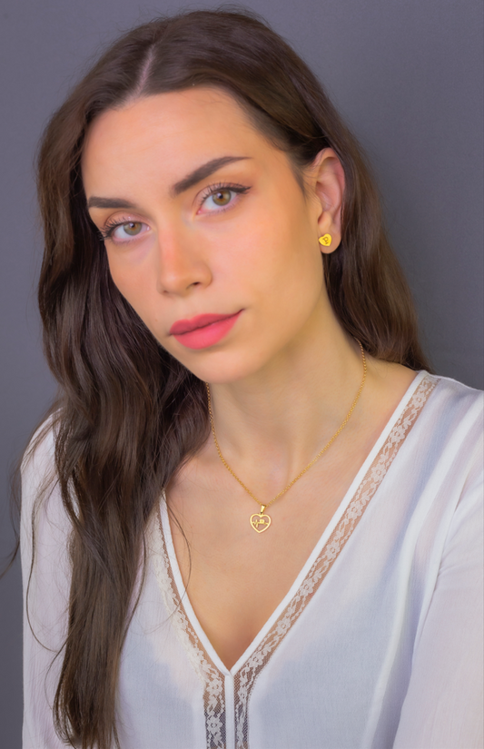 Colgante Gia Corazón Ondas en Plata de Ley 925 y baño Oro 18k