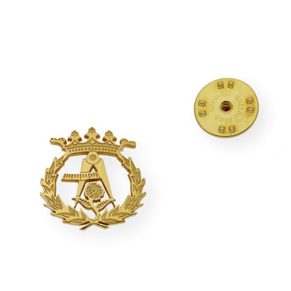 Pin Insignia Profesional de Arquitectura en Plata de Ley 925 Bañada en Oro de 18K