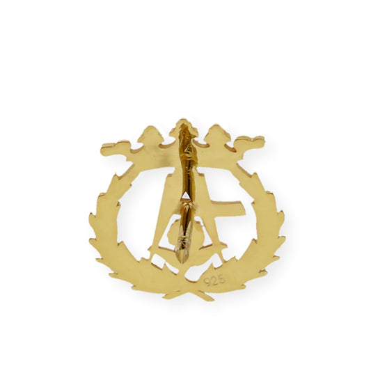 Pin Insignia Profesional de Arquitectura en Plata de Ley 925 Bañada en Oro de 18K