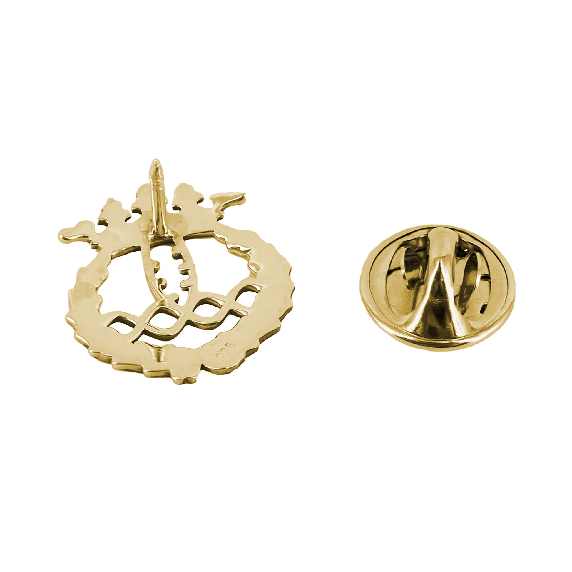 Pin Insignia Profesional de Bioquímica en Plata de Ley 925 Bañada en Oro de 18K