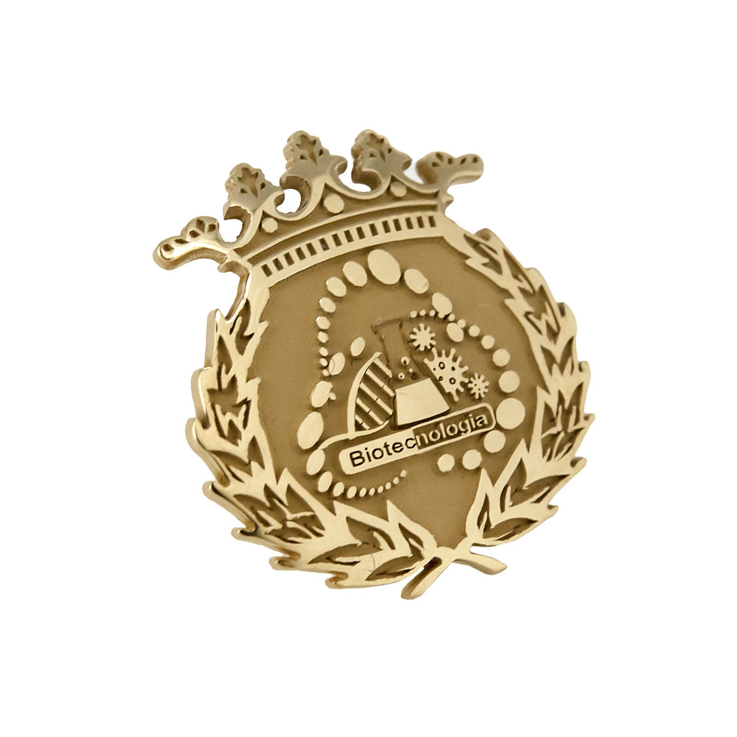 Pin Insignia Profesional de Biotecnología en Plata de Ley 925 Bañada en Oro de 18K