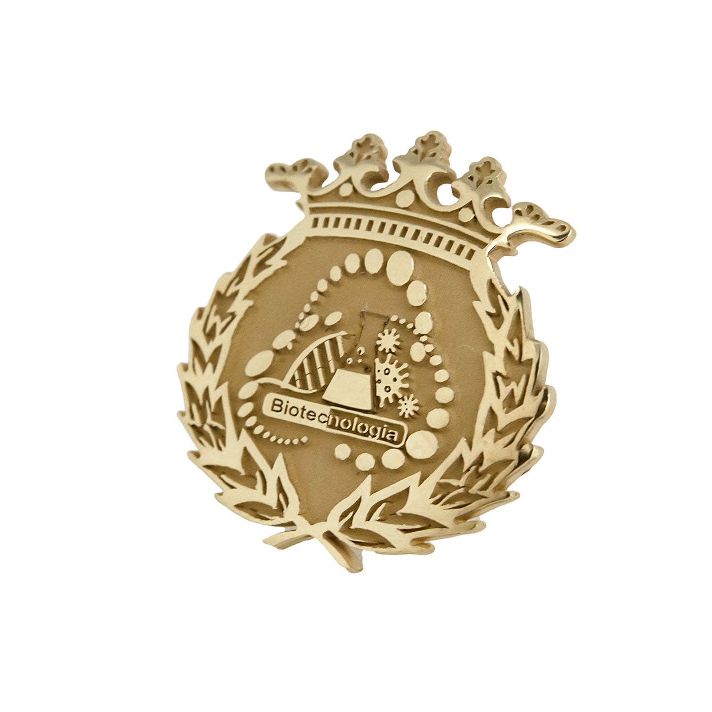 Pin Insignia Profesional de Biotecnología en Plata de Ley 925 Bañada en Oro de 18K