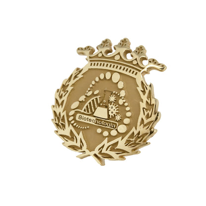 Pin Insignia Profesional de Biotecnología en Plata de Ley 925 Bañada en Oro de 18K