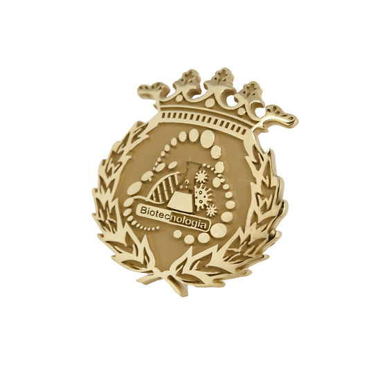 Pin Insignia Profesional de Biotecnología en Plata de Ley 925 Bañada en Oro de 18K