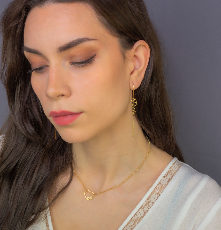 Pendientes Liana en Plata de Ley 925 y baño Oro rosa 18k