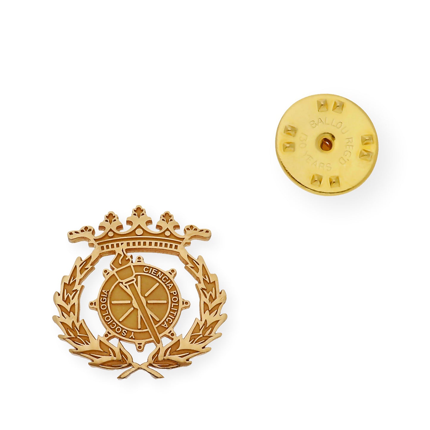 Pin Insignia Profesional de Ciencia Política y Sociología en Plata de Ley 925 Bañada en Oro de 18K