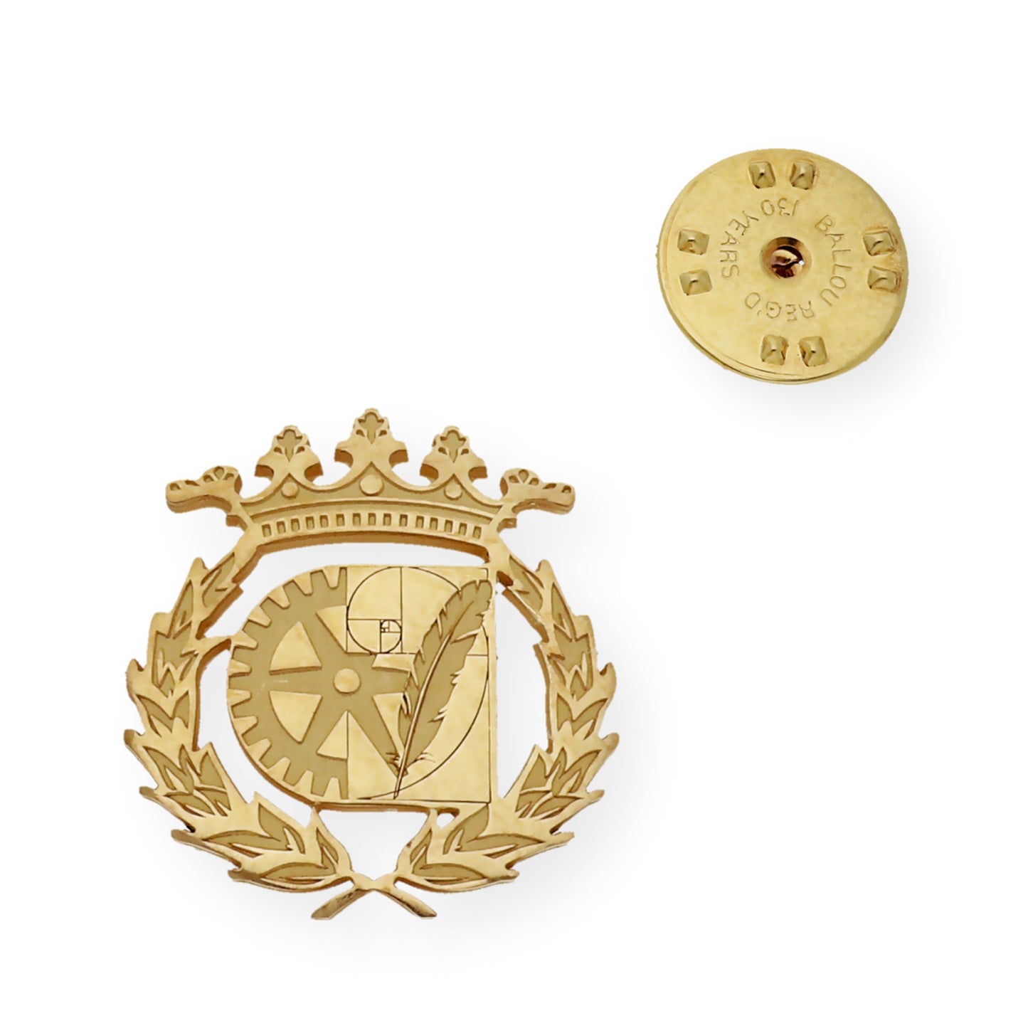 Pin Insignia Profesional de Diseño Industrial en Plata de Ley 925 Bañada en Oro de 18K