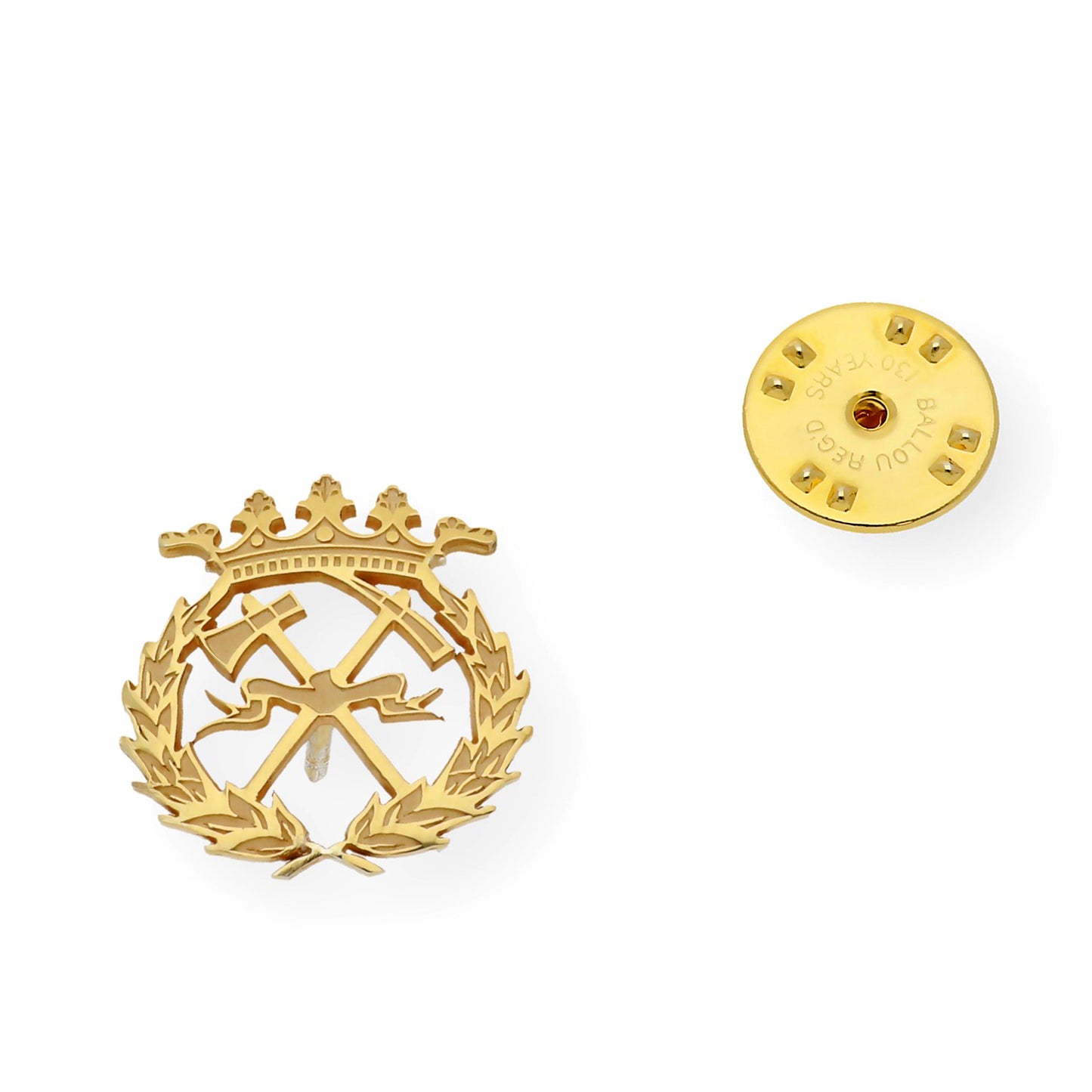 Pin Insignia Profesional de Ingeniería de Montes en Plata de Ley 925 Bañada en Oro de 18K