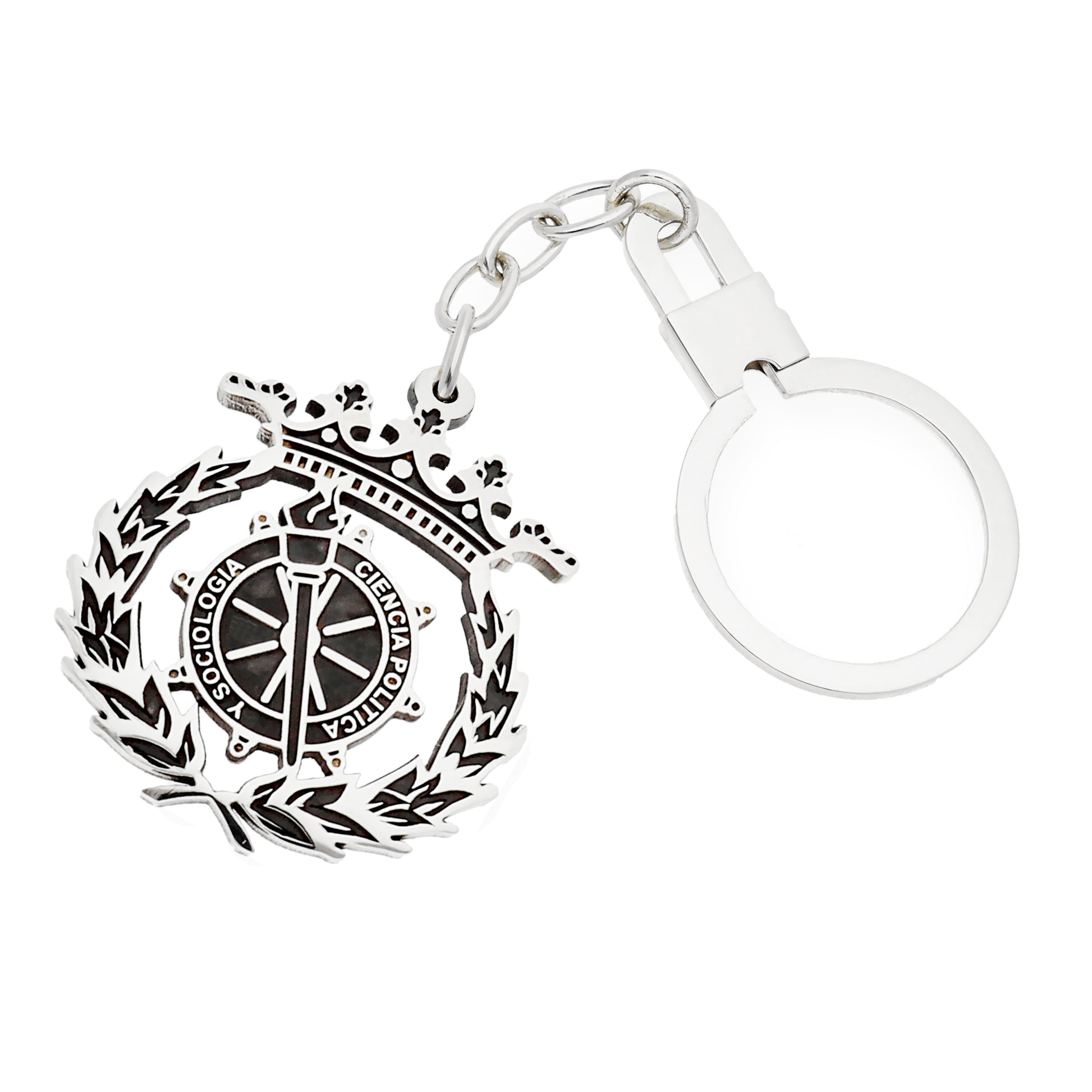 Llavero Insignia de Ciencias Políticas y Sociología en Plata de Ley 925