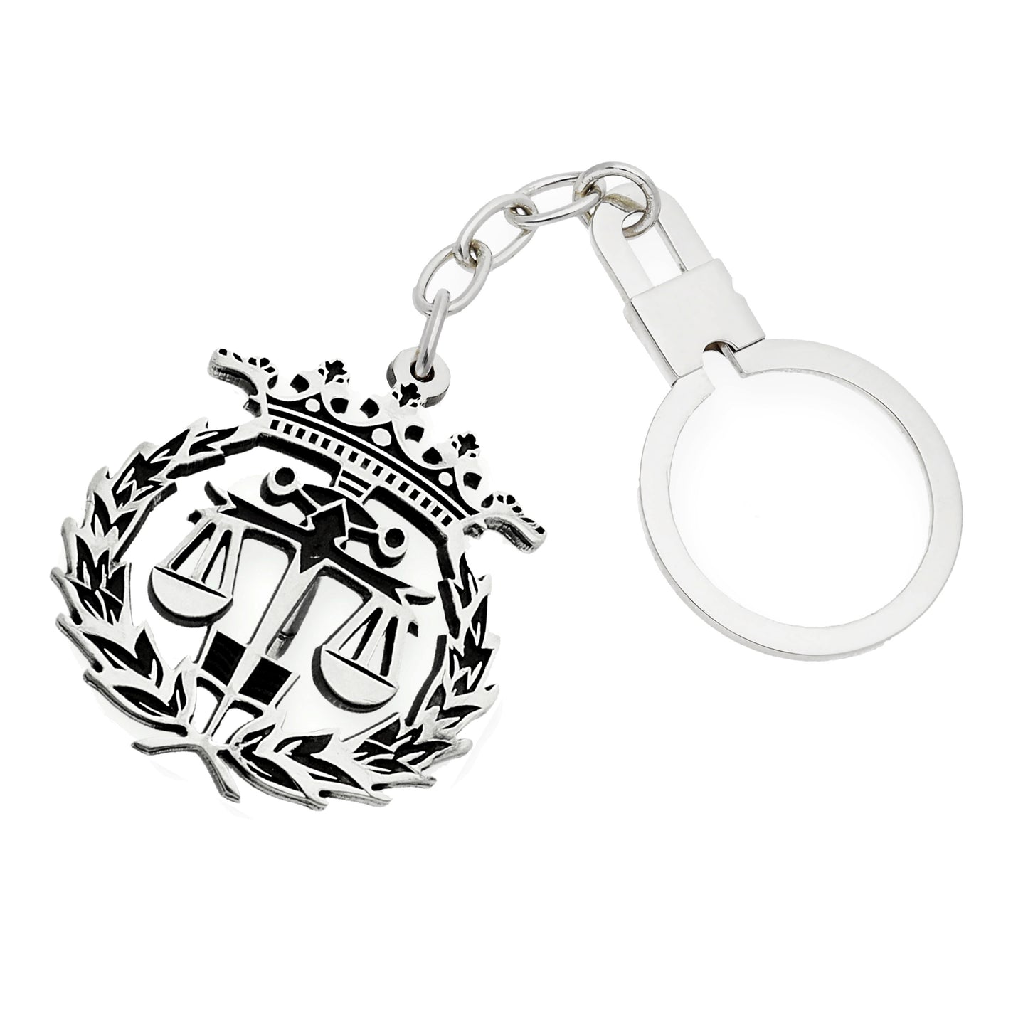 Llavero Insignia de Derecho en Plata de Ley 925