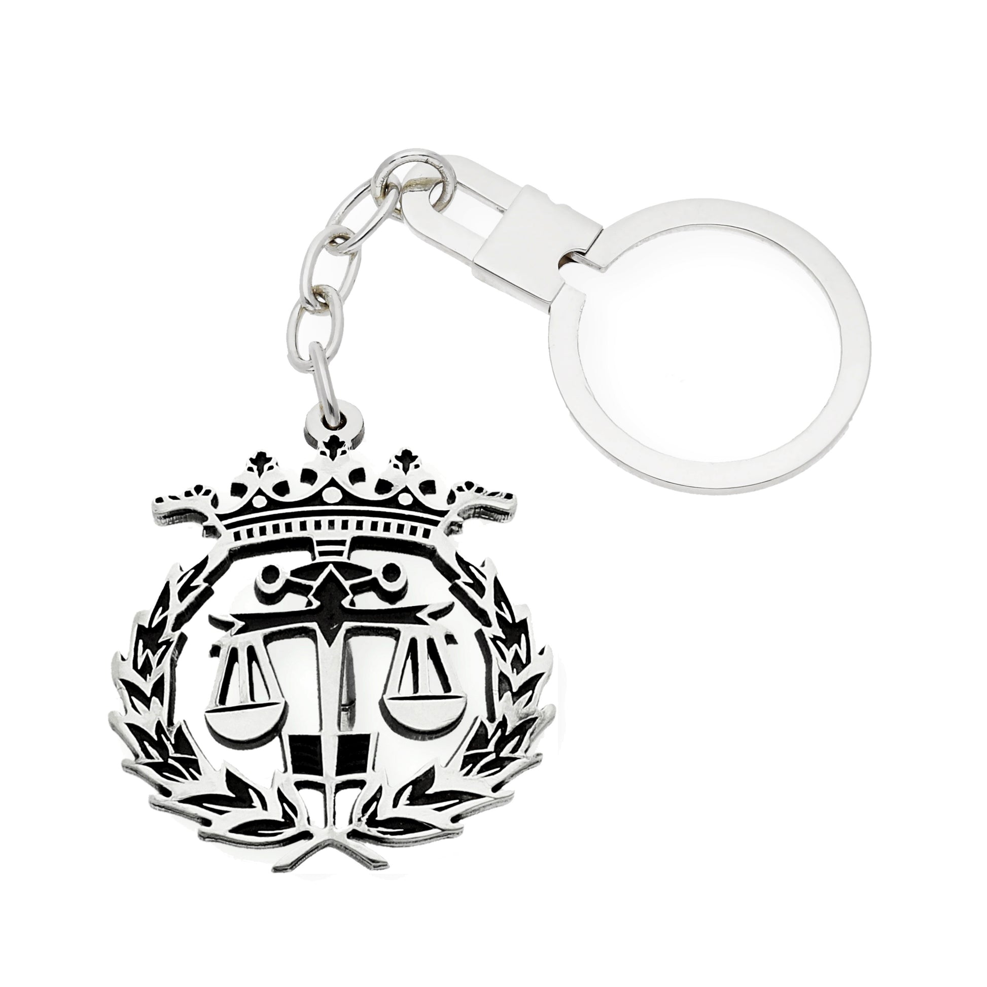 Llavero Insignia de Derecho en Plata de Ley 925