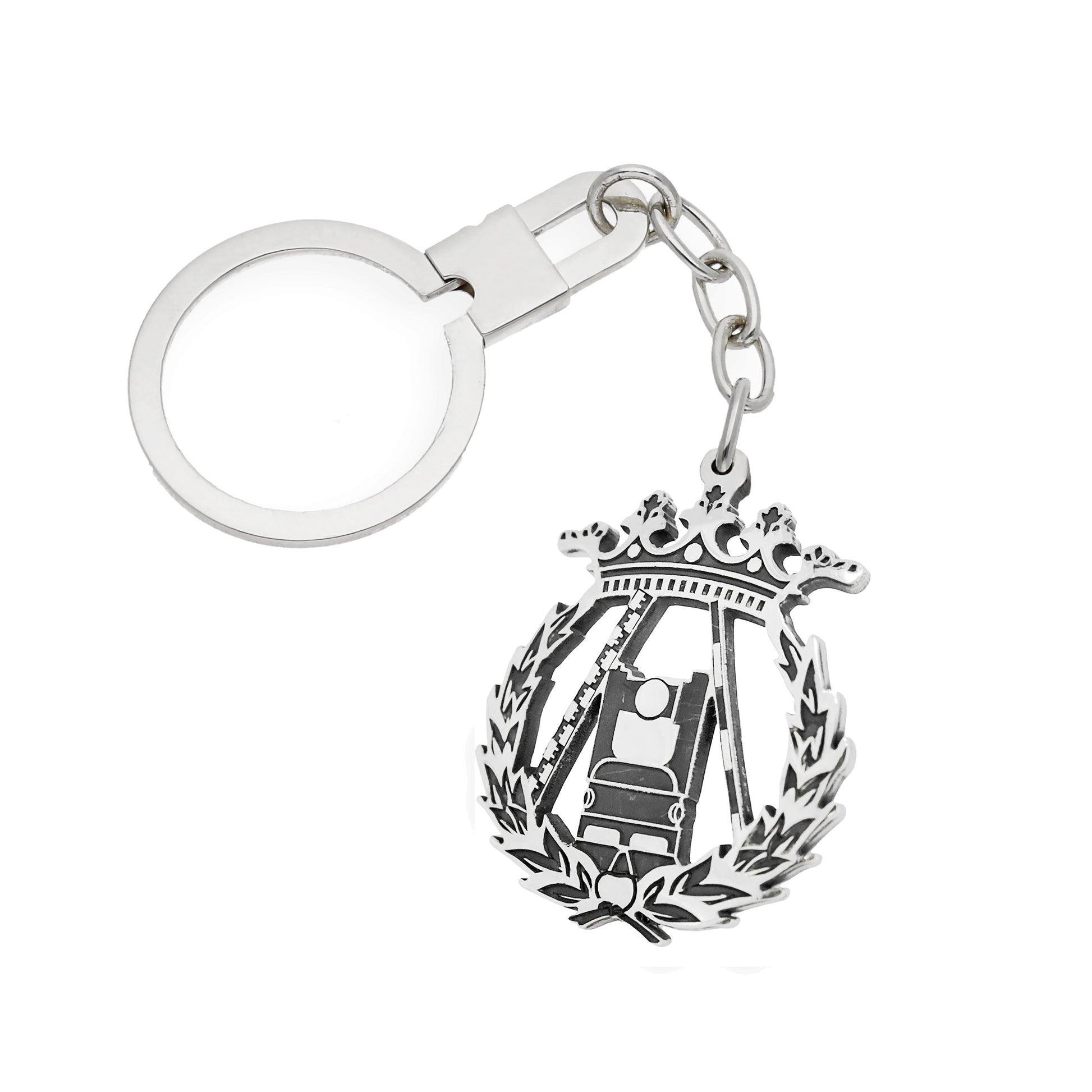 Llavero Insignia de Topografía en Plata de Ley 925