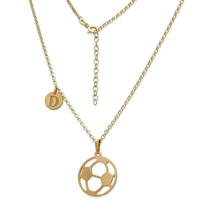 Colgante Balón Fútbol en Plata de Ley 925 y baño Oro 18k