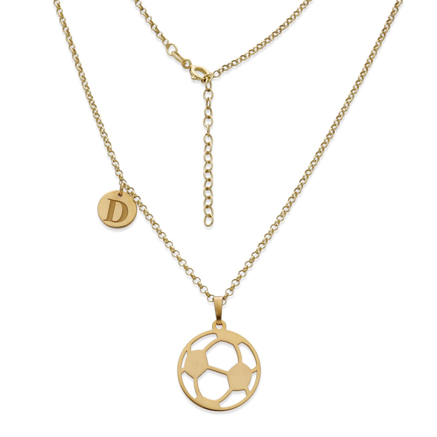 Colgante Balón Fútbol en Plata de Ley 925 y baño Oro 18k