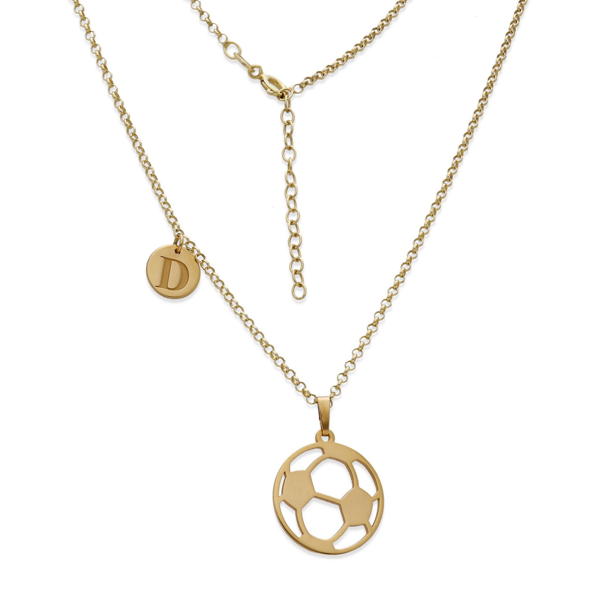 Colgante Balón Fútbol en Plata de Ley 925 y baño Oro 18k