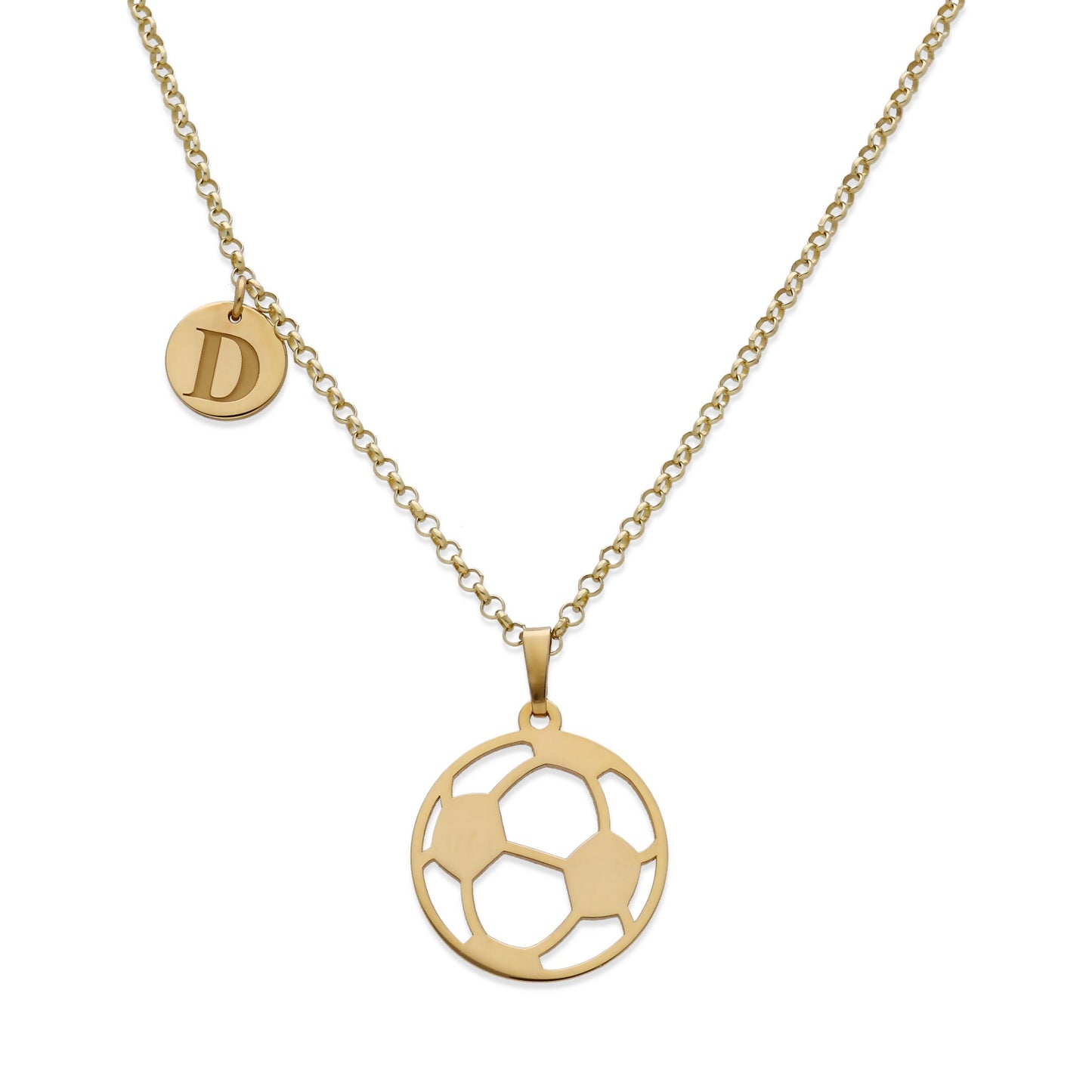 Colgante Balón Fútbol en Plata de Ley 925 y baño Oro 18k