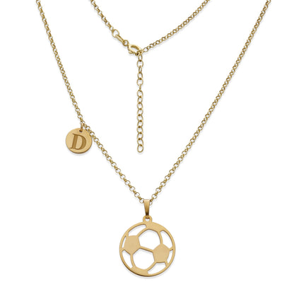 Colgante Balón Fútbol en Plata de Ley 925 y baño Oro rosa 18k