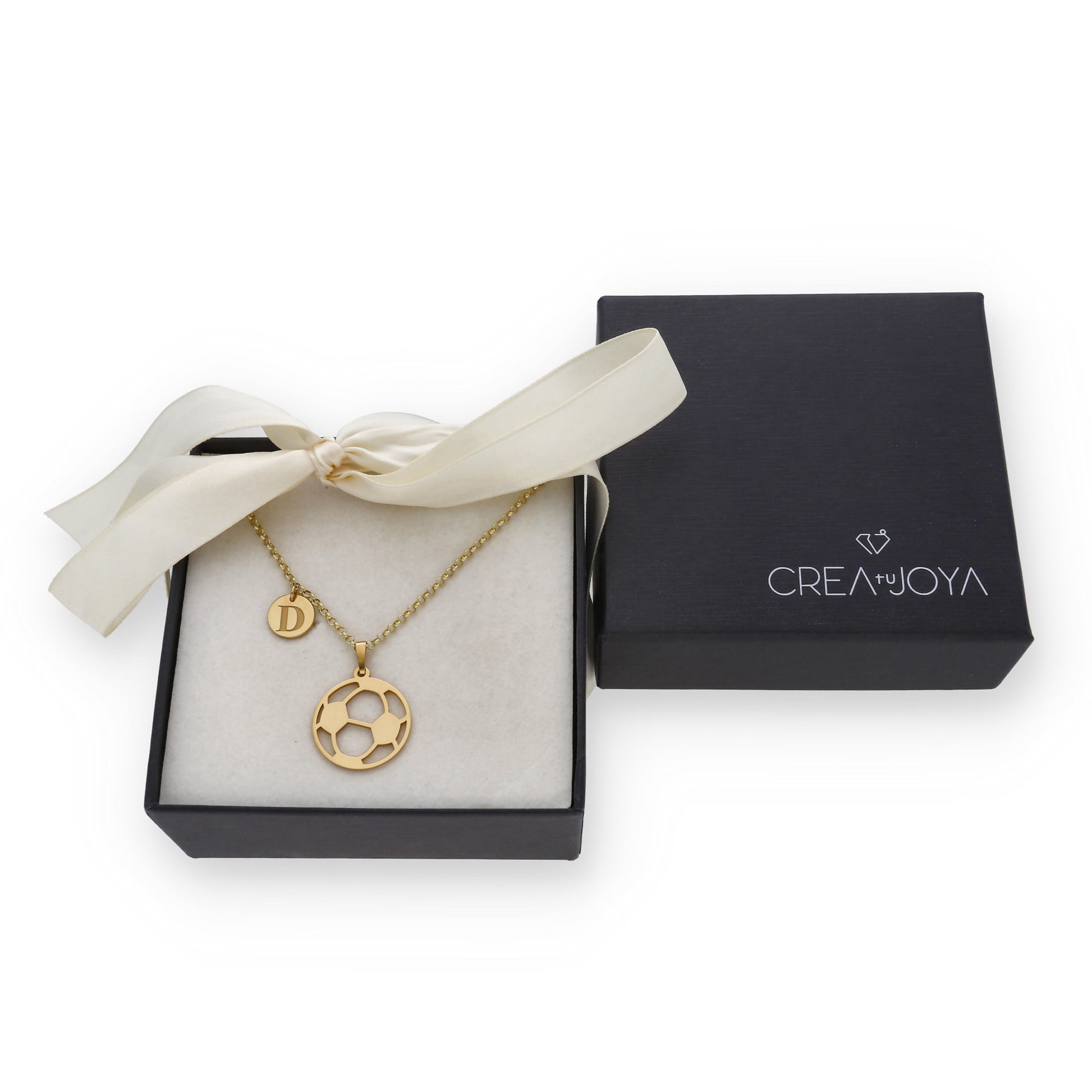 Colgante Balón Fútbol en Plata de Ley 925 y baño Oro rosa 18k