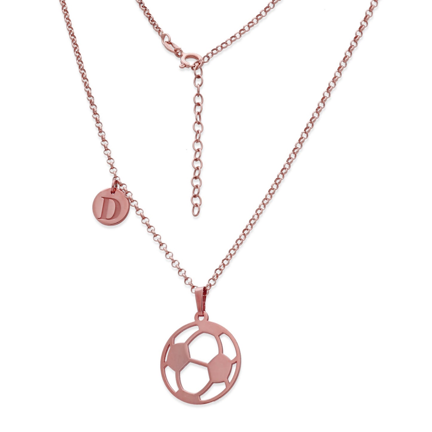 Colgante Balón Fútbol en Plata de Ley 925 y baño Oro rosa 18k