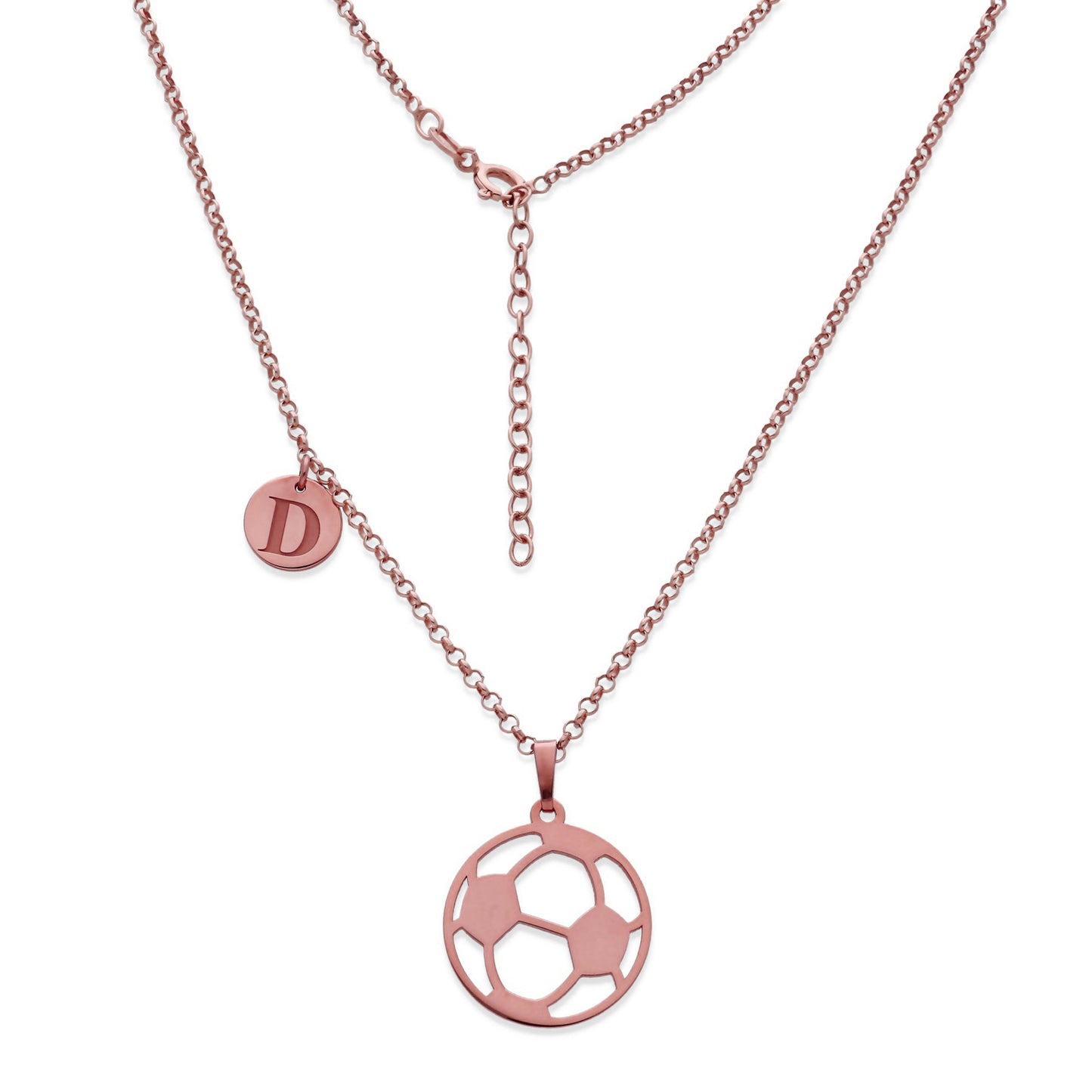 Colgante Balón Fútbol en Plata de Ley 925 y baño Oro rosa 18k