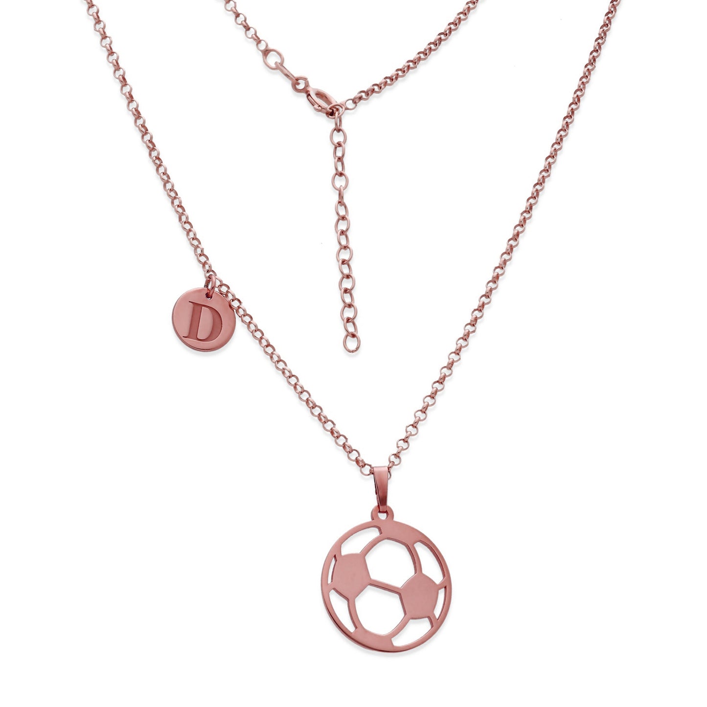 Colgante Balón Fútbol en Plata de Ley 925 y baño Oro rosa 18k