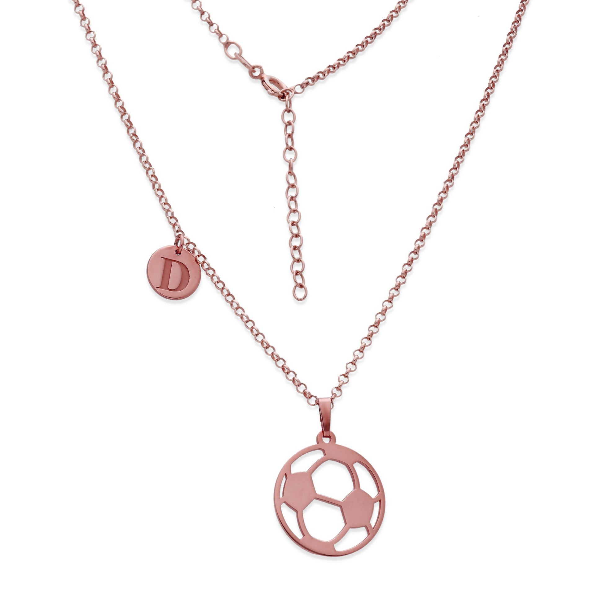 Colgante Balón Fútbol en Plata de Ley 925 y baño Oro rosa 18k