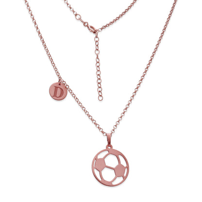 Colgante Balón Fútbol en Plata de Ley 925 y baño Oro rosa 18k