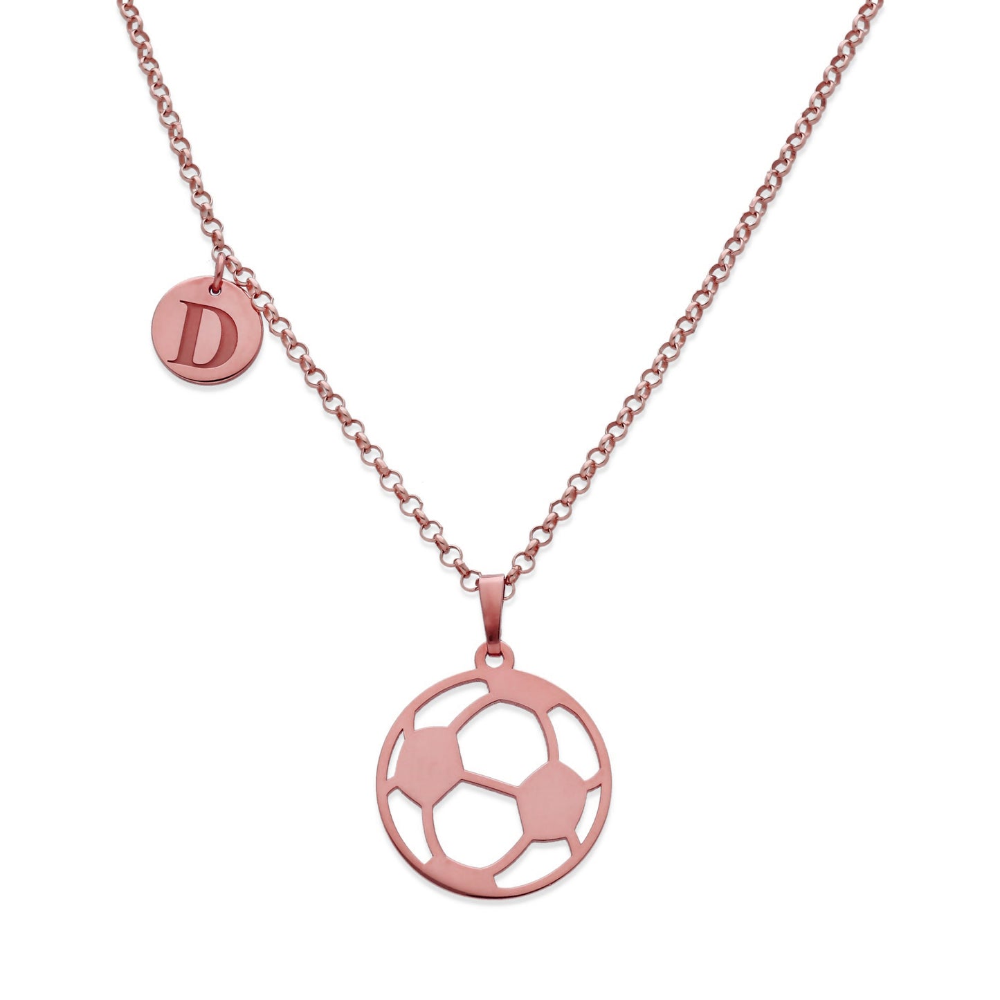 Colgante Balón Fútbol en Plata de Ley 925 y baño Oro rosa 18k