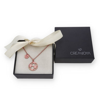 Colgante Balón Fútbol en Plata de Ley 925 y baño Oro rosa 18k