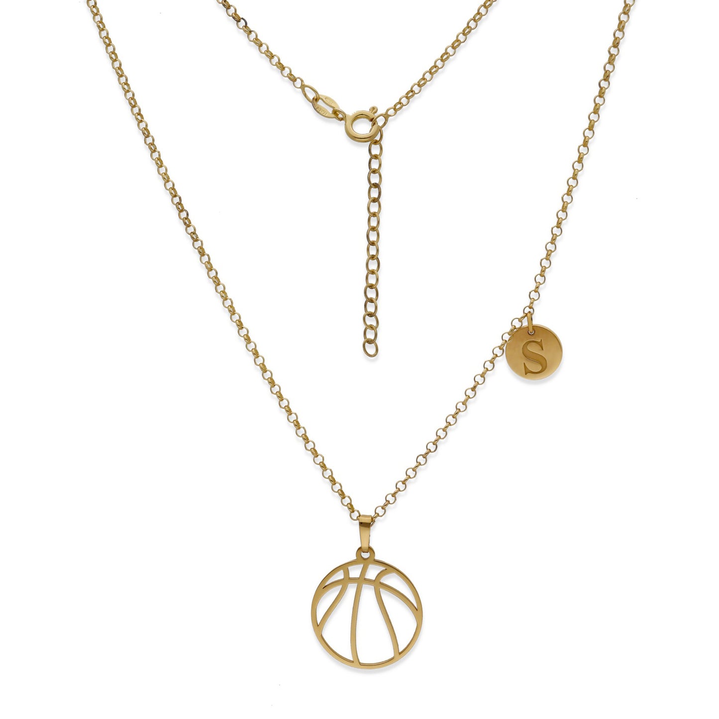 Colgante Balón Baloncesto en Plata de Ley 925 y baño Oro 18k