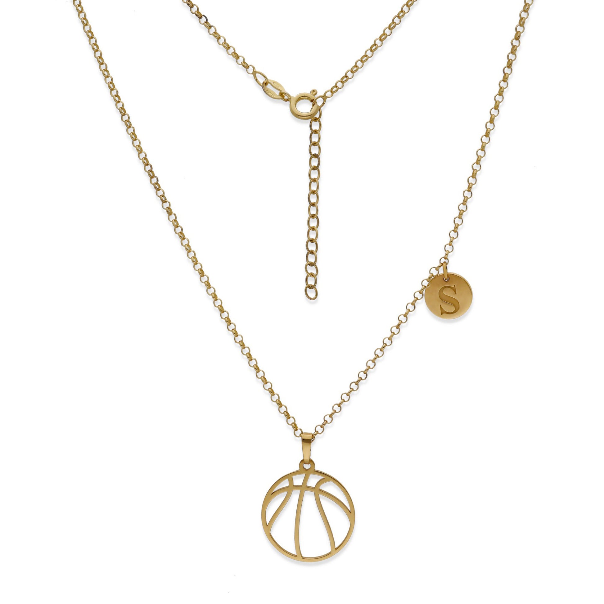 Colgante Balón Baloncesto en Plata de Ley 925 y baño Oro 18k