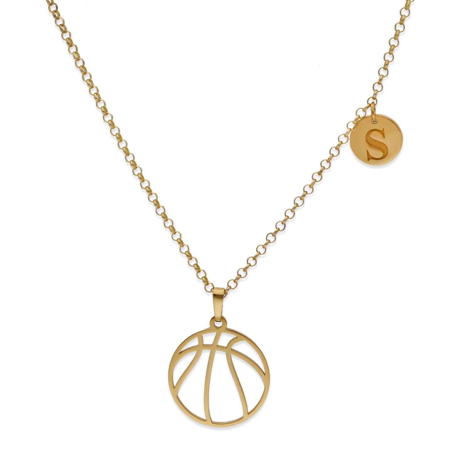 Colgante Balón Baloncesto en Plata de Ley 925 y baño Oro 18k