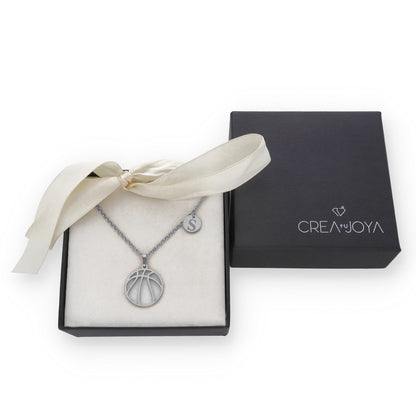 Colgante Balón Baloncesto en Plata de Ley 925 y baño Oro rosa 18k