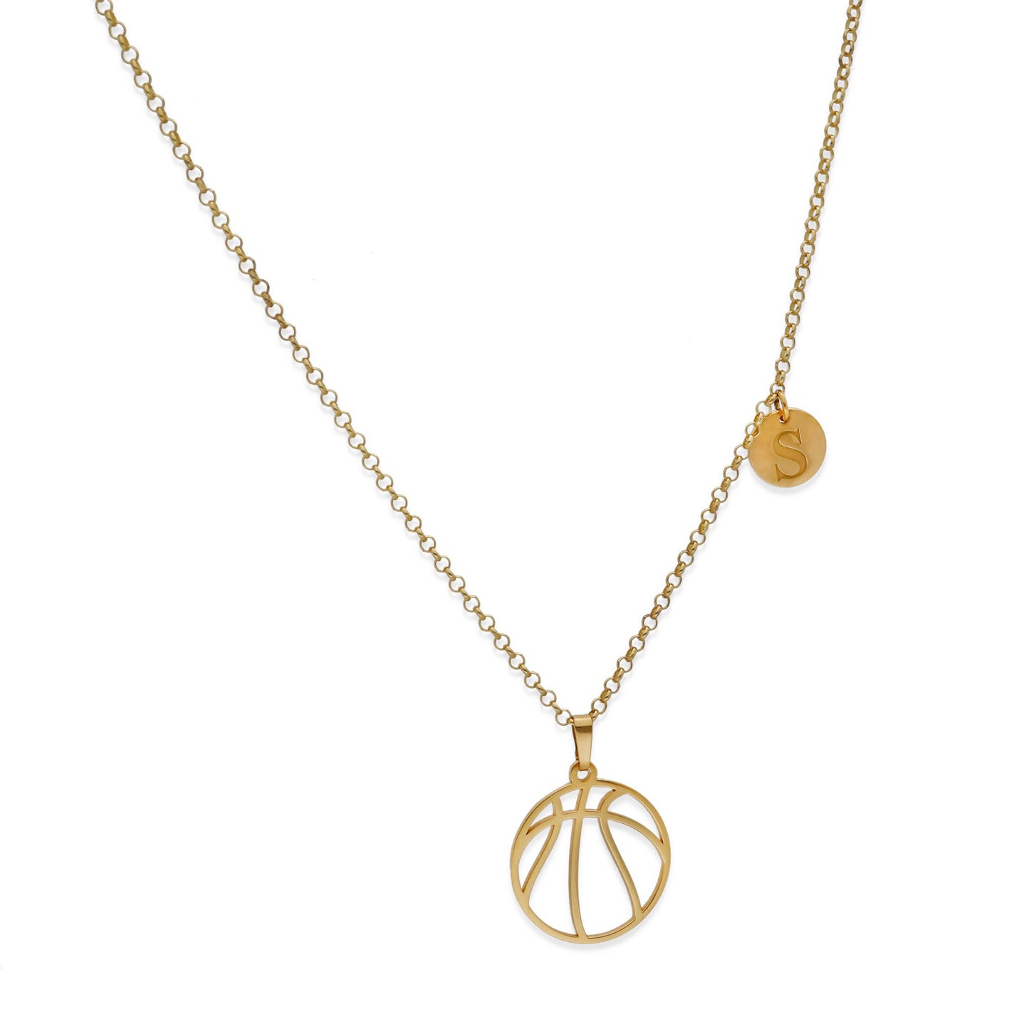 Colgante Balón Baloncesto en Plata de Ley 925 y baño Oro rosa 18k