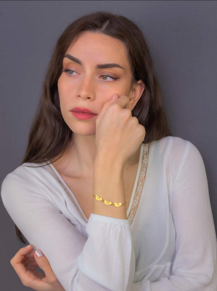 Pulsera "Mis pequeños" Pies con Nombres en Plata 925