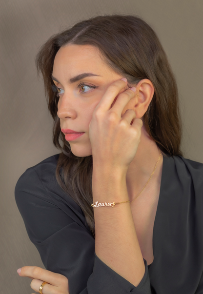 Pulsera Love Nombre en Plata de Ley 925 y baño Oro 18k