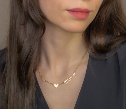 Collar Ina Corazón con Nombres en Plata 925